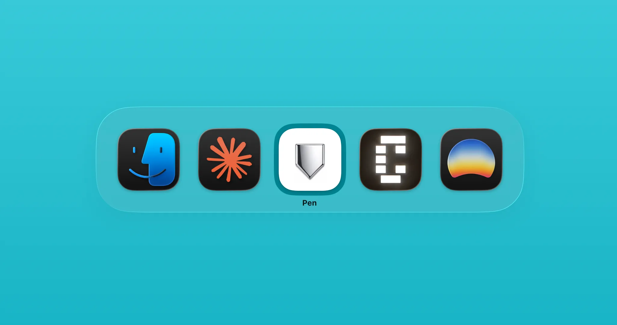 A macOS dock with the Pen.dev app selected